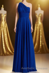 Royal Blue A-line Chiffon Long Convertible Bridesmaid Dresses