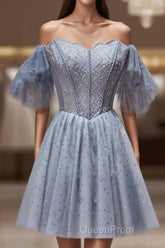 Off The Shoulder Tulle Short Homecoming Dresses