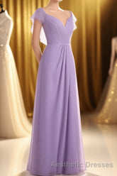 Lavender Sweetheart Ruffled A-Line Long Bridesmaid Dresses