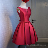Adorable Cute Wine Red Satin Short Prom Dress , New Party Dress