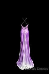 Aesthetic A Line Halter Neckline Lilac Satin Evening Prom Dresses Ruffle Long Party Dresses