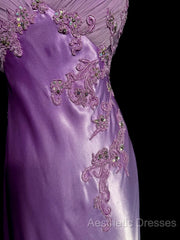 Aesthetic A Line Halter Neckline Lilac Satin Evening Prom Dresses Ruffle Long Party Dresses