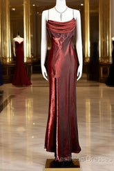 Aesthetic Mermaid Spaghetti Straps Burgundy Evening Prom Dresses Ruffle Long Party Dresses