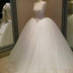 Bling Bling Beading V Neck Organza Ball Gowns Wedding Dresses