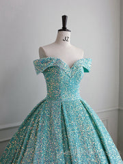 Blue Green Velvet Sequin Long Evening Prom Dresses, Velvet Formal Dresses