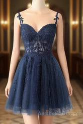 Burgundy A-Line Tulle Lace Short Evening Prom Dresses, Cute Burgundy Homecoming Dresses