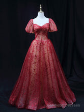 Burgundy A line Tulle Sequin Long Prom Dress Burgundy Tulle Formal Evening Dress