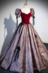 Chic A-Line Short Sleeve Prom Dress, Cute Evening Party Dress