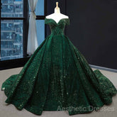 Deep Green Long Quinceanera Dresses Sweet 16 Evening Prom Dresses Pageant Dresses