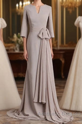 Elegant Mermaid 3/4 Long Sleeved Chiffon Bra With Belt Bride Mother Of The Bride Dresses