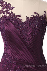 Elegant Plus Size Mermaid Long Sleeves Floor-Length Evening Prom Dresses With Lace Appliques