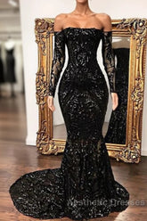 Fabulous Long Sleeve Sequins Mermaid Evening Prom Dresses