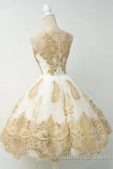 Fabulous White Homecoming Dresses Jewel Knee-Length Lace Appliques