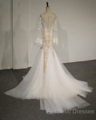 Flare Sleeve Sexy Mermaid Wedding Dresses