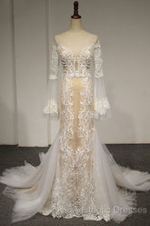 Flare Sleeve Sexy Mermaid Wedding Dresses