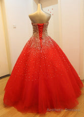 Gorgeous Red Long Tulle Gown, Sparkle Handmade Formal Dresses