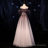 Gradient Sweethaert Beaded Tulle Long Party Dress, Off Shoulder Gown