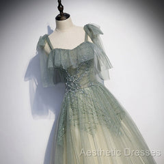 Green Tulle Long Evening Prom Dresses Evening Dresses Evening Dresses