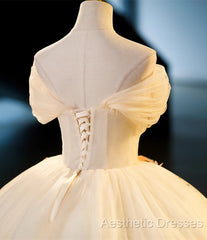 Ivory Ball Gown With Flowers Sweetheart Formal Dresses, Lovely Sweet 16 Dresses Party Dresses