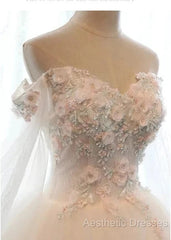 Ivory Flowers And Lace Applique Tulle Sweet 16 Dresses, Long Formal Gown