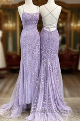 Lavender Lace Corset Evening Prom Dresses Mermaid Scoop Evening Dresses With Beading