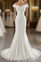 Mermaid Off-The-Shoulder Bride Gown Long Wedding Gown With Lace