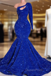 Mermaid Sequin One Shoulder Evening Prom Dresses