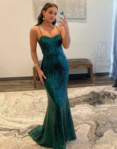 Mermaid Spaghetti Straps Sequin Prom Dress