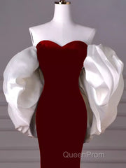 Mermaid Strapless Red Evening Prom Dresses Long Party Dresses