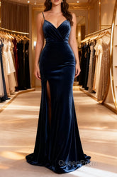 Mermaid Velvet Bridesmaid Dresses Leg Slit