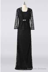 Modest Long Black Lace Mother Of The Bride