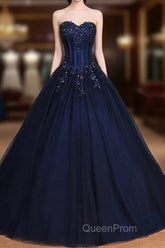 Navy Blue Lace Applique Tulle Long Party Dresses Formal Gown Off Shoulder Floor Length Evening Prom Dresses