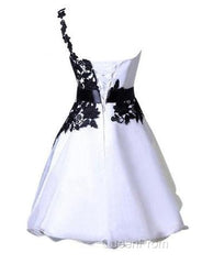 One Shoulder Black Lace Cute Short Homecoming/Evening Prom Dresses