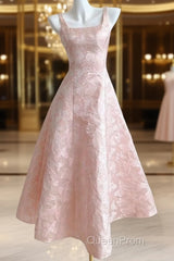 Pink A-Line Vintage Butterfly Embroidered Satin Evening Prom Dresses Birthday Dressesed01772
