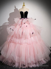Pink Sweetheart Neck Tulle Long Prom Dress, Pink Long Prom Gown