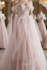 Pink sweetheart tulle long Evening Prom Dresses, pink tulle formal Dresses