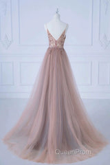 Pretty A Line Spaghetti Straps Tulle Long Length Evening Dresses Evening Prom Dresses