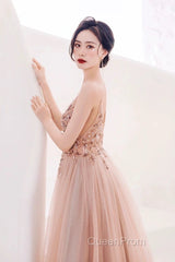 Pretty A Line Spaghetti Straps Tulle Long Length Evening Dresses Evening Prom Dresses