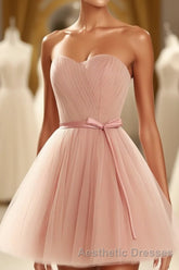 Cute Sweetheart Neck Tulle Short Evening Prom Dresses, Bridesmaid Dresses