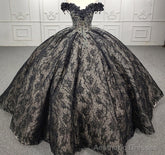 Quinceanera Black Off-the-Shoulder Ball Gown Dress