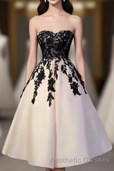 Champagne Lace Short Evening Prom Dresses, Lace Evening Prom Dresses