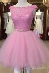 Scoop Neck Dresses Short Graduation Gown Short Homecoming Dresses Lace