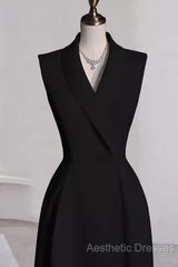 Sexy A Line Black Satin Party Dresses Long Evening Prom Dresses