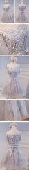 Short A-Line Junior Cute Off Shoulder Full Lace Appliques Beads Sweetheart Lace Up Back Homecoming Dresses