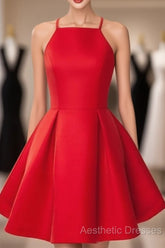 Simple Red Short Evening Prom Dresses, Short Red Homecoming Dresses, Red Short Mini Formal Dresses
