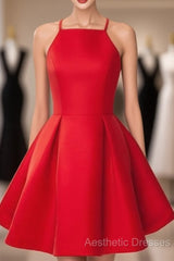 Simple Red Short Evening Prom Dresses, Short Red Homecoming Dresses, Red Short Mini Formal Dresses