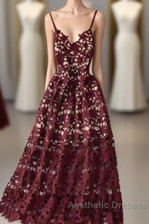 Stylish V Neck Lace Dresses A Line Party Dresses Long Evening Prom Dresses,Sexy Party Dresses