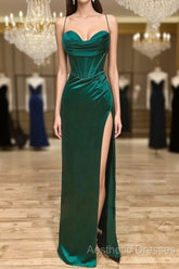 Sweetheart Neck Green Mermaid Long Evening Prom Dresses