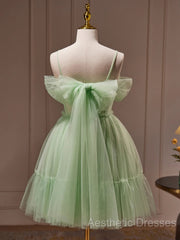 Sweetheart Neck Short Green Evening Prom Dresses, Short Green Graduation Homecoming Dresses