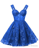 Teens Sparkly Tulle Royal Blue Homecoming Dresses Spaghetti Straps Short Cocktail Party Prom Dress